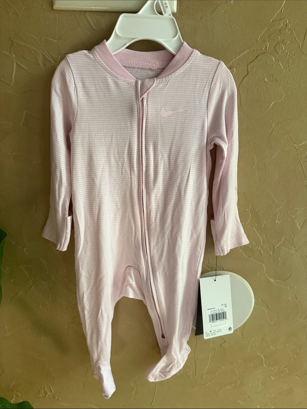 Nike Light Pink Footed Baby One-Piece Sleeper